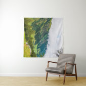 Grüne, waldbedeckte Berge und grünes Gras Wandteppich (Beispiel (Horizontal))