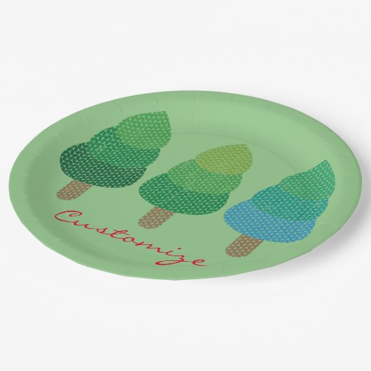 Grüne Wälder Bäume Thunder_Cove Pappteller (Schrägansicht)