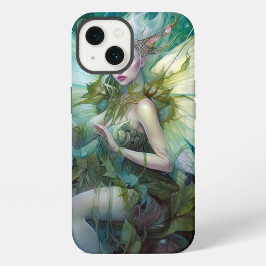 Grüne Waldfee Fantasy-Kunst iPhone Hülle (Rückseite)
