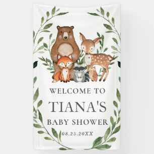 Grüne Waldtiere Babydusche Hintergrund Banner