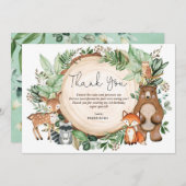 Grüne Waldtiere Geburtstag Vielen Dank Dankeskarte (Vorne/Hinten)