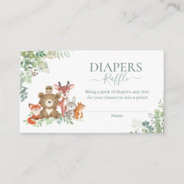 Grüne Waldtiere Junge Duschdieger Tombola Begleitkarte