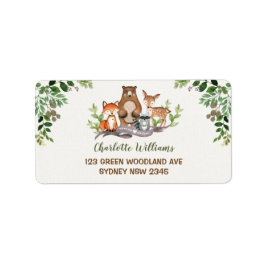 Grüne Waldtiere Rücksendeadresse Adressaufkleber