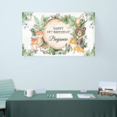 Grüne Waldtiere Tiere im Wald zum Geburtstag Banner (Messeveranstaltung)