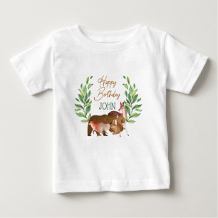 Grüne Waldtiere Tiere im Wald zum Geburtstag glück Baby T-shirt