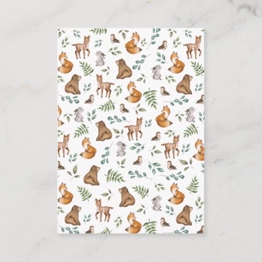 Grüne Waldtiere Tiere Windelwindeln Begleitkarte (Rückseite)