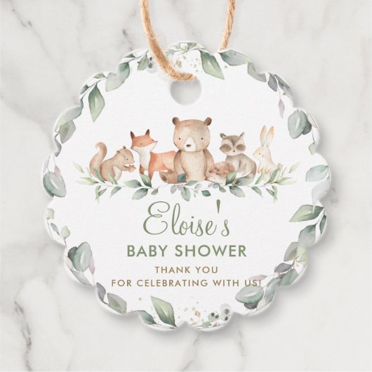 Grüne Waldtiere Twins Baby Duwer Gefallen Geschenkanhänger (Vorderseite)