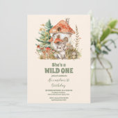 Grüne Waldtiere Wild ONE 1. Geburtstag Einladung (Stehend Vorderseite)