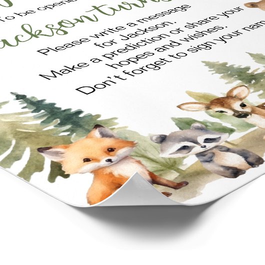 Grüne Waldtiere Zeitkapsel Poster (Ecke)