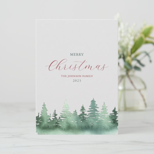 Grüne Waldweiden Weihnachtsbaumen Feiertagskarte (Stehend Vorderseite)