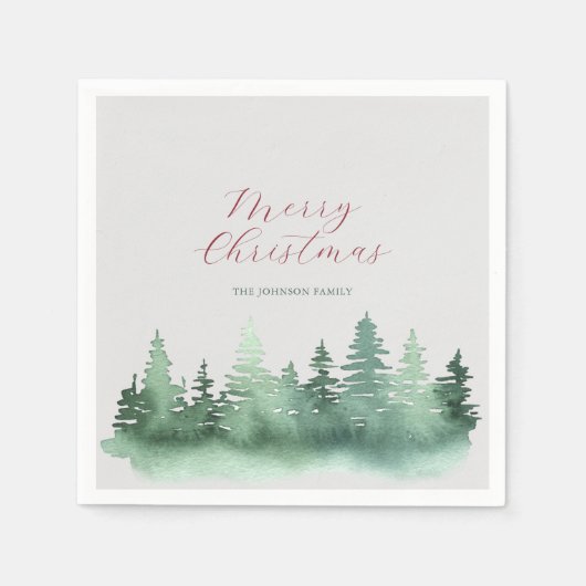 Grüne Waldweiden Weihnachtsbaumen Serviette (Vorderseite)