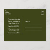 Grüne Waldzeichenleuchten Rett Datum Postkarte (Rückseite)