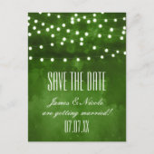 Grüne Waldzeichenleuchten Rett Datum Postkarte (Vorderseite)