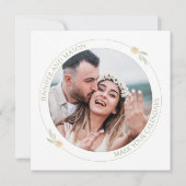 Grüne warme Blume Save the Date Foto (Rückseite)