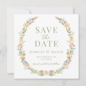 Grüne warme Blume Save the Date Foto (Vorderseite)