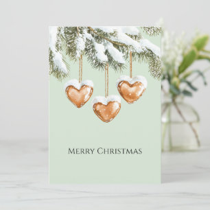 Grüne warme cremige Karamell-Herzen-Christbaum Karte