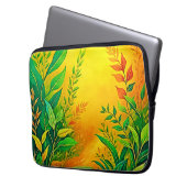 Grüne, warme Glow Kunst Laptopschutzhülle (Vorderseite Links)