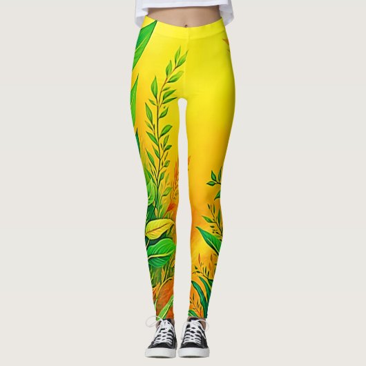 Grüne, warme Glow Kunst Leggings (Vorderseite)