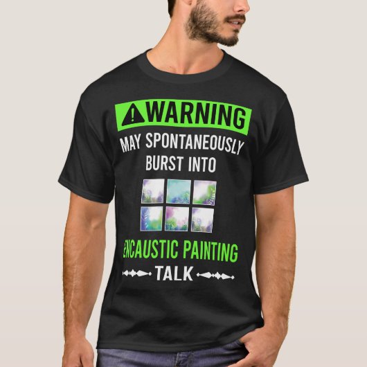 Grüne Warnung Enkaustische Malerei T-Shirt (Vorderseite)