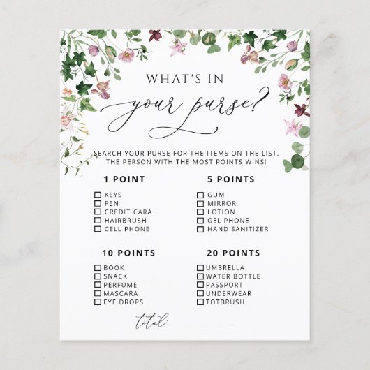 Grüne, Was ist in deinem Spiel mit Purse? (Vorderseite)