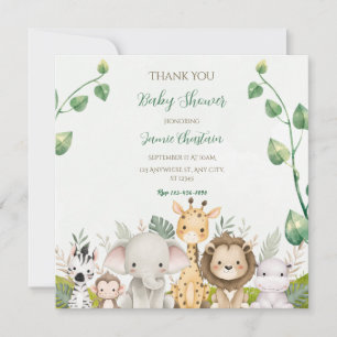 Grüne Wasserfarbe-Baby-Shower-Dankeskarten in Weiß Dankeskarte