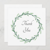 Grüne Wasserfarbe Blätter Kranz Dankeskarte (Vorne/Hinten)