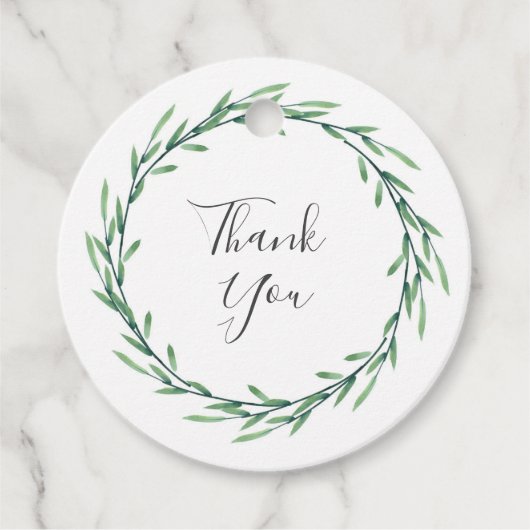 Grüne Wasserfarbe Blätter Kranz Geschenkanhänger (Vorderseite)