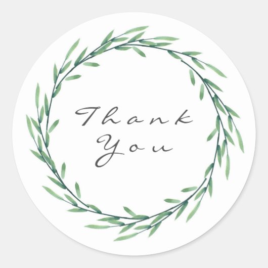 Grüne Wasserfarbe Blätter Kranz Runder Aufkleber (Vorderseite)