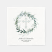 Grüne Wasserfarbe Blaues Kreuz Erste Kommune Serviette (Vorderseite)