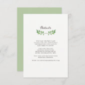 Grüne Wasserfarbe Botanische Blätter Gastdetails Begleitkarte (Vorne/Hinten)