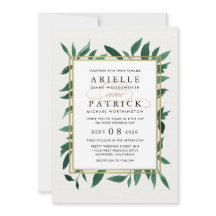 Grüne Wasserfarbe Botanische Hochzeiten Einladunge