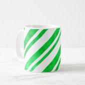 Grüne Wasserfarbe Candy Cane Streifen Kaffeetasse (Vorderseite Links)
