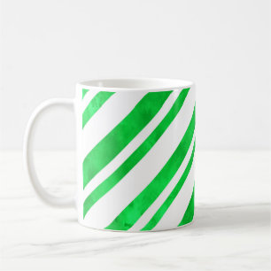 Grüne Wasserfarbe Candy Cane Streifen Kaffeetasse
