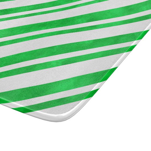 Grüne Wasserfarbe Candy Cane Streifen Schneidebrett (Ecke)