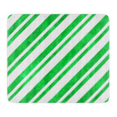 Grüne Wasserfarbe Candy Cane Streifen Schneidebrett (Vorderseite)