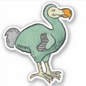 Grüne Wasserfarbe Dodo Bird Malerei mit schwarzer Aufkleber (Vorderseite)