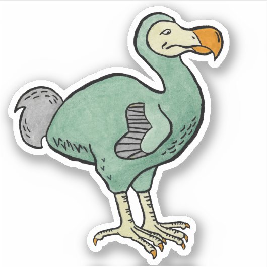 Grüne Wasserfarbe Dodo Bird Malerei mit schwarzer Aufkleber (Vorderseite)