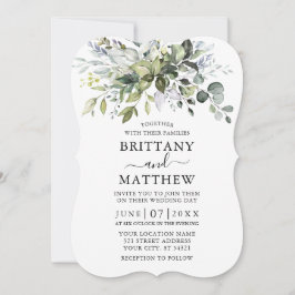 Grüne Wasserfarbe Dusty blaue Klammer Einladung