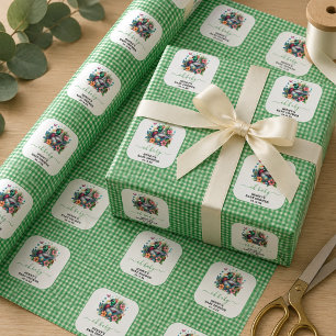 Grüne Wasserfarbe Ein Lucky Duck Boy 1. Geburtstag Geschenkpapier