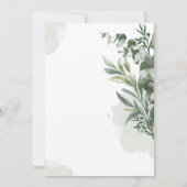 Grüne Wasserfarbe Elegante Minimalistische Hochzei Einladung (Rückseite)