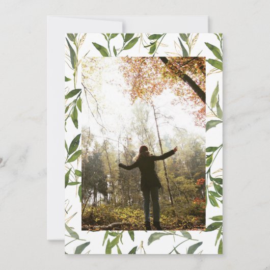 Grüne Wasserfarbe Feier des Lebens Einladung (Rückseite)