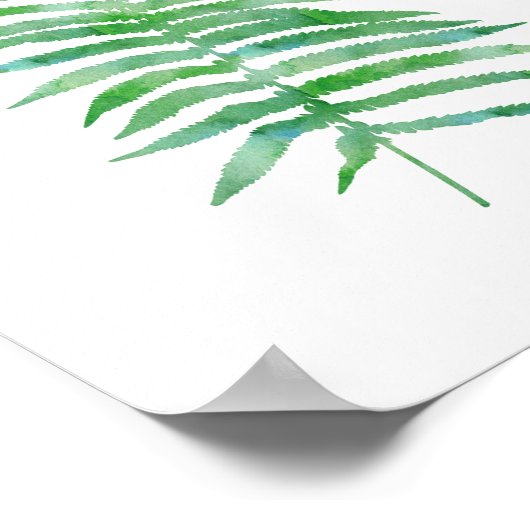 Grüne Wasserfarbe Fern Pflanze Poster (Ecke)