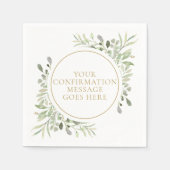 Grüne Wasserfarbe-Floral-Goldene Konfirmation Serviette (Vorderseite)