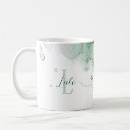 Grüne Wasserfarbe für personalisierte Affirmation Kaffeetasse