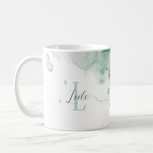 Grüne Wasserfarbe für personalisierte Affirmation Kaffeetasse (Links)