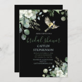 Grüne Wasserfarbe für Vögel Einladung (Vorne/Hinten)