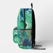 Grüne Wasserfarbe Fusion Bedruckter Rucksack (Rechts)