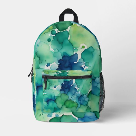 Grüne Wasserfarbe Fusion Bedruckter Rucksack (Vorderseite)