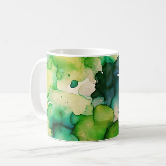 Grüne Wasserfarbe Fusion Kaffeetasse (Vorderseite Links)
