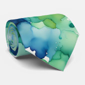 Grüne Wasserfarbe Fusion Krawatte (Gerollt)